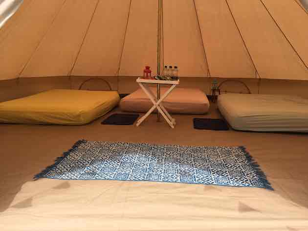 Village Belles Sleepovers - inside a bell tent